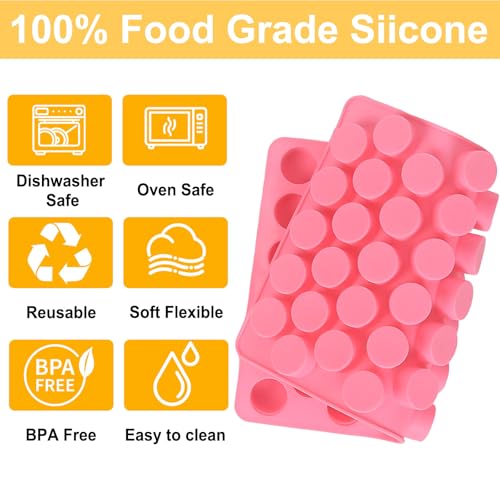 Mini Round Silicone Mold, 55 Cavities Cylinder, 0.8 Inch, 2 Pcs