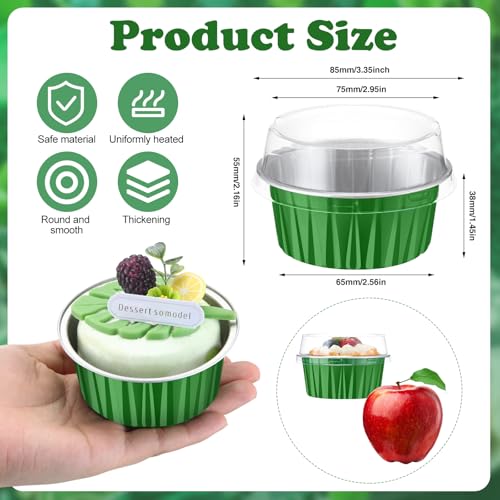 Gejoy 400 Pcs Aluminum Foil Baking Cups with Lids, Classic, Dark Green - color: Dark Green, size: Classic