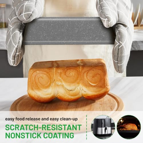 5-Piece Baking Pans Set, Nonstick Bakeware Sets, Grey - color: Gray