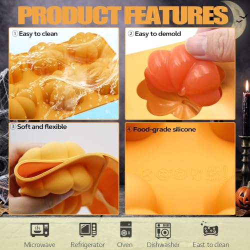 Halloween Pumpkin Silicone Molds 2 Pack, 6-Cavity Food Grade Pumpkin Molds, Nonstick Pumpkin Cake Molds Pumpkin Chocolate Mold for Baking, Soap, Candle Making Halloween DIY Craft
