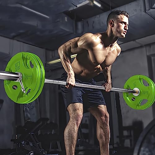 SPART 2-Inch Color Rubber Coated Olympic Grip Plate in Pairs or Single for Strength Training, Weightlifting and Bodybuilding, Solid Cast Iron Weight Plates for Barbell, 2.5LB/5LB/10LB/25LB/35LB/45LB, Two Years Warranty - color: 130LB SET
