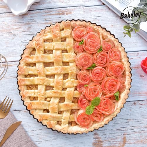 9 Inch Tart Pan With Removable Bottom Nonstick Round Quiche Bakeware Tray - size: 9" Round (Black)