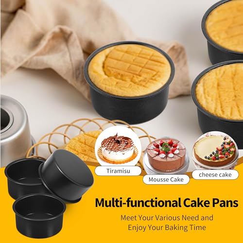 P&P CHEF 4 Inch Cake Pan Set of 3, Non-Stick Round Cake Pans - size: 4 Inch