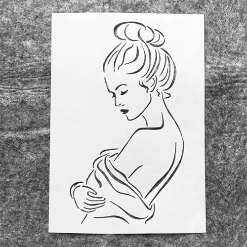 TIAMECH A4 Reusable Woman Profile View Stencil for Painting - style: Woman Profile View