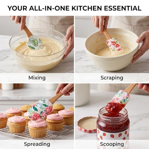 2PCS Silicone Spatula Set, Heat Resistant Baking Spatulas Food Grade Silicone Scraper Spatula for Mixing, Cooking, and Baking, Non-Stick Rubber Jar Spatulas with Hanging Hole Moderately Soft and Firm - color: Butterfly