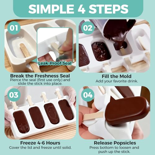 3 Pack Cake Pop Mold with Lids, Small Popsicles Molds, White - color: White, size: Small