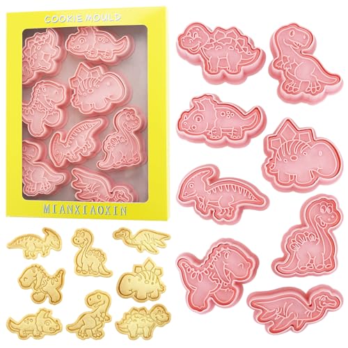 8Pcs Dinosaur Cookie Cutter T-Rex Triceratops Biscuit Molds for Kids Baking - color: Dinosaur B