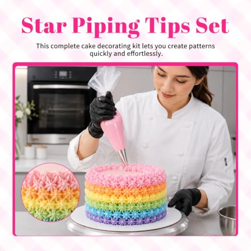 Large Piping Tips Set French Star Tube Frosting Nozzle Kit
