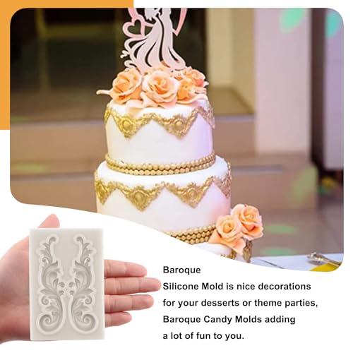 Sijiangmold Baroque Curlicues Scroll Lace Fondant Silicone Mold Set of 7 - color: Style A