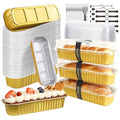 Mini Cake Pans with Lids and Spoons 200 Pack, Mini Loaf Pans with lids 6.8oz, Small Disposable Aluminum Foil Loaf Pans, Rectangular Baking Container for Party, Picnics and Housewarming (Gold) - color: Gold