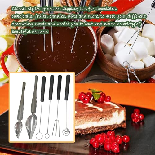 4 Chocolate Dipping Fork Spoons Set,2 Culinary Drawing Decorating Spoon Set - color: 6PCS