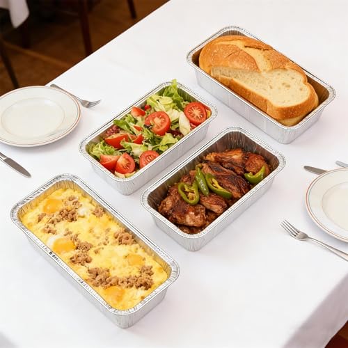 100 Pack 2 Lb Aluminum Loaf Baking Pans, 8.5" x 4.5" x 2.5" Heavy Duty Disposable Loaf Pans,Foil Bread Pans for Baking Holiday Treats Food Storage and Takeout - size: 8.5" x 4.5"