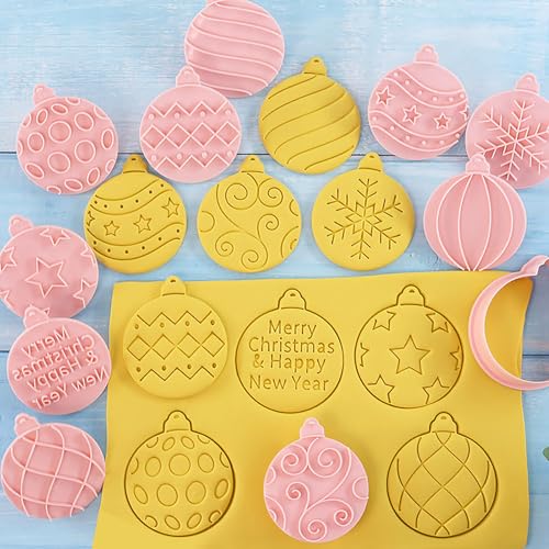 Christmas Ball Cookie Cutters 10Pcs Xmas Ornament Biscuit Molds for Baking - color: Xmas K-10