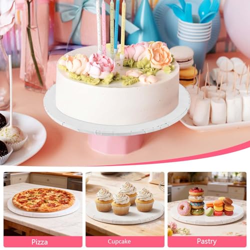 2 Pack Round Cake Boards Drums 12 Inch Sturdy 1/2 Thick Professional Cardboard Base para Pastel Smooth Straight Edges White for Multi-Layer