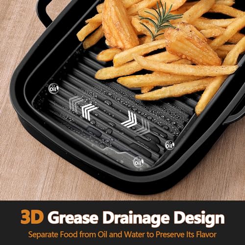 Collapsible Silicone Air Fryer Liners 8QT 10QT Ninja Dual (Black) - color: Black, size: 8QT