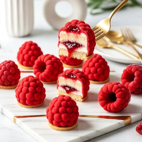 Raspberry Silicone Molds for Mousse Cake Small Fruit Pudding Raspberry Mold - color: Small 12-Cavity Raspberry