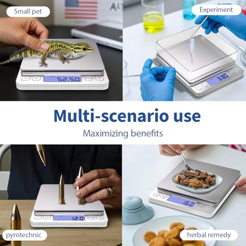 Gram Scale Small Digital Food Scale, 500g by 0.01Gram/0.001Ounce, Accurate Weighting, MEIYA Multifunction Kitchen Scale for Jewelry/Baking/Soap, 9 Units, Tare Function, LCD Display, Including Battery - style: 500g / 0.01g Silvery