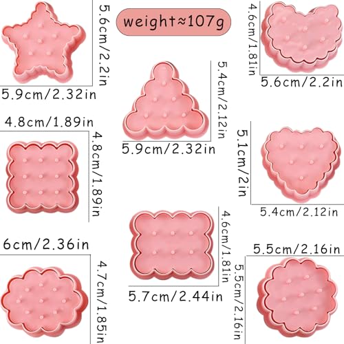 Triangle Circle Embossed Cookie Cutters 8Pcs 3D Raised Design Cookie Stamps - color: Raised Design Cookie Cutter