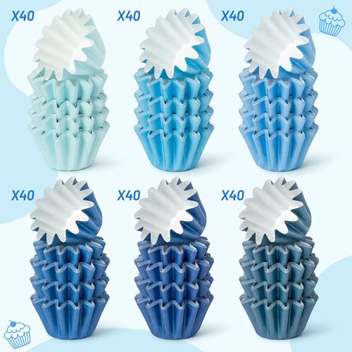 Blue Mini Size Cupcake Liners, Bulk Grease Resistant Baking Cups - color: Blue