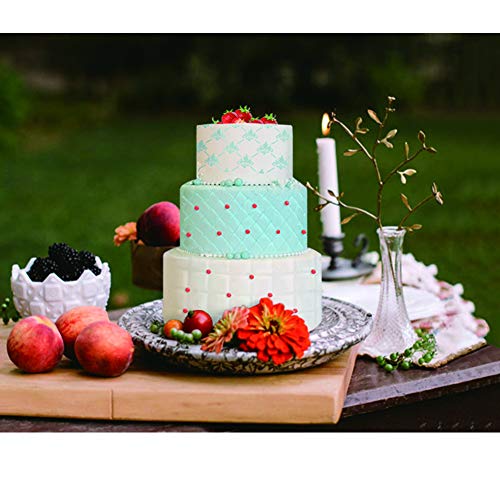 Wedding Cake Stencil Template, Kissbuty 5 Pcs Cake Decorating Embossing Plastic Spray Floral Cake Cookie Fondant Side Baking Mesh Stencil Mat Wedding Decor Tools (Diamond Quilted Grid Texture)