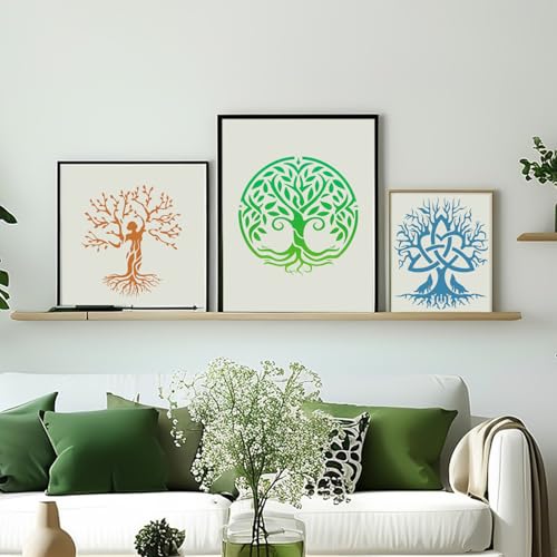 Yazhiji 15Pcs 6 x 6 Inch Tree of Life Stencil, Reusable Stencils for Painting on Wood Decoration Painting Templates for Wall Floor DIY Decorations Holiday Gifts for Kids