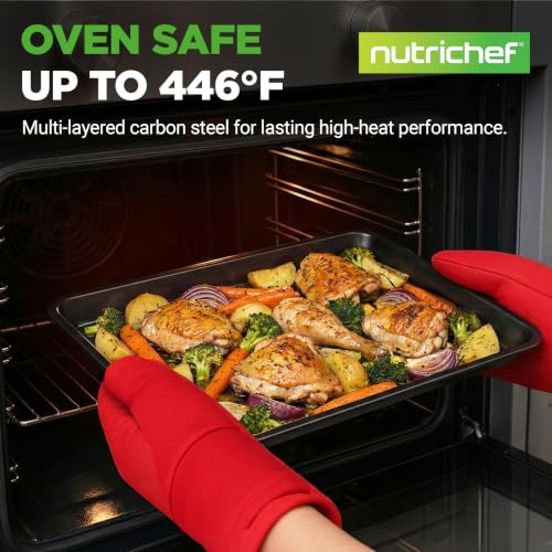 NutriChef 6-Piece Nonstick Baking Pans - Carbon Steel Non toxic Bakeware set with Cookie Sheets, Muffin, Loaf, Round & Square Pan - Restaurant Quality Baking Tray, Easy Clean, Dishwasher & Oven Safe - color: Obsidian Blue