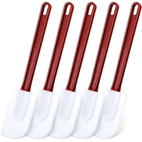 Meekoo 5 Pcs 10 Inch Rubber Spatula High Heat Resistant Silicone Spatula - color: white, red, size: 10 Inch