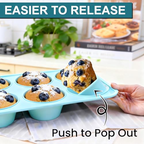 CAKETIME Jumbo Muffin Pan, 2 Pack 3.5 Inch Large Muffin Pan 6 Cup Silicone Jumbo Muffin Tin for Baking Giant Homemade Muffins, Cupcakes, Frittatas Non Stick - size: 2pc: Jumbo 6-Cup