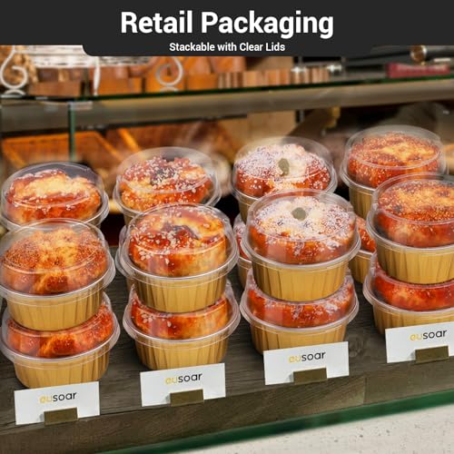 EUSOAR Mini Cheesecake Containers, 30pcs 5oz 125ml Aluminum Foil Muffin Liners Cups with Lids, Cupcake liners Baking Cups, Disposable Foil Ramekins Creme Brulee Pans Holders, Mini Pie Pans with Lids - color: Gold, size: 30pcs