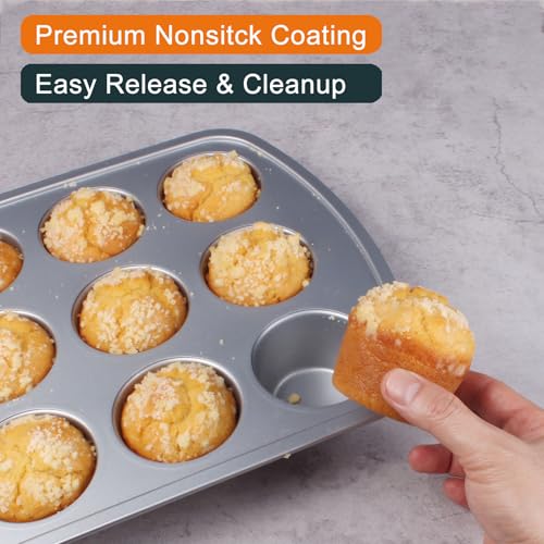 Deep Well Muffin Pan, 12-Cup, 2-Pack, 1.77-Inch Deep Cups