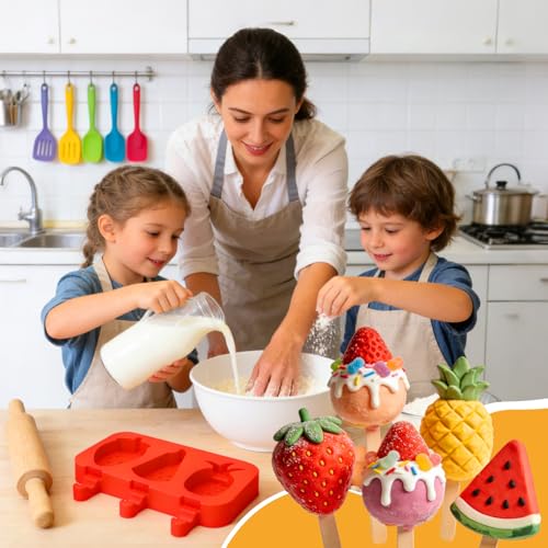 Juome Cake Pop Mold Kit, Fruit Shape Cakesicle Molds Silicone - color: Fruit