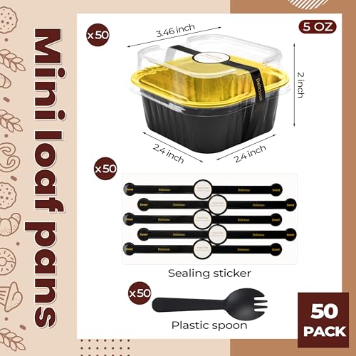 Halloween Mini Cake Pans, Black Gold 50 Pack for Gifts - color: Black Glod, size: 5 oz