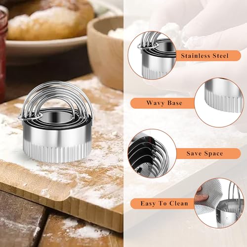 5 Pcs Round Biscuit Cutter Set with Handle - size: Round