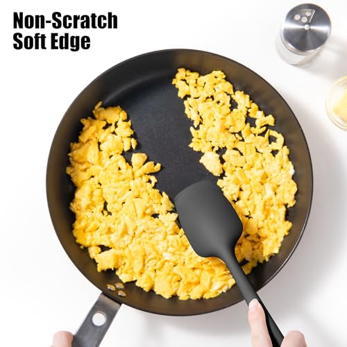 Doosu 600°F Heat Resistant Silicone Spatula Scrapers (Set of 4, Black) - color: Black, size: Set of 4