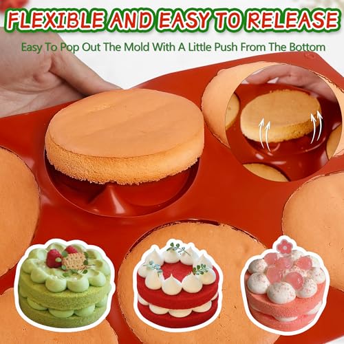 4Inch Round Silicone Mold for Baking, 3Pcs Silicone Muffin Top Pans for Baking Muffin Top, Whoopie Pie, Sandwiches, Hamburger (3Pcs(0.78Inch Deep)) - size: 3Pcs(0.78Inch Deep)