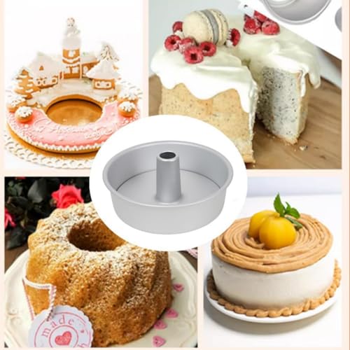 XZJMY Angel Food Cake Pan 5Inch 3 pcs set Food Cake Pan Round Baking Pan with Removable Loose Bottom, Heavy Duty Bakeware Round Tube Pan for Home Kitchen and Catering (5")