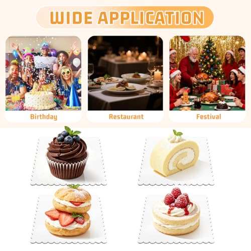 30 Pack 6x6 Inch White Square Cake Boards, Food-Grade Cardboard Wave Cake Board Disposable Corrugated Dessert Food Cupcake Base for Thanksgiving Halloween Christmas Valentine's Day - size: 6 x 6 Inch - 30Pack