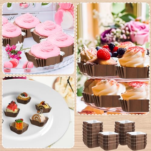 Maxcheck 300 Pcs Square Cupcake Liners 2.36'' Paper Baking Cups,Woodland - style: Woodland