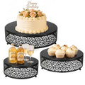 3Pcs Metal Food Risers, Buffet Table Display Stand - color: Matte black, size: 3P-Round(8IN to 12 IN)