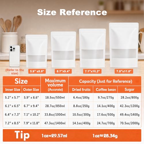 FireKylin 100 Pcs Resealable Bags, Matte Window, Paper, White,7.1 x 10.2 in - color: White, size: 7.1"x10.2"