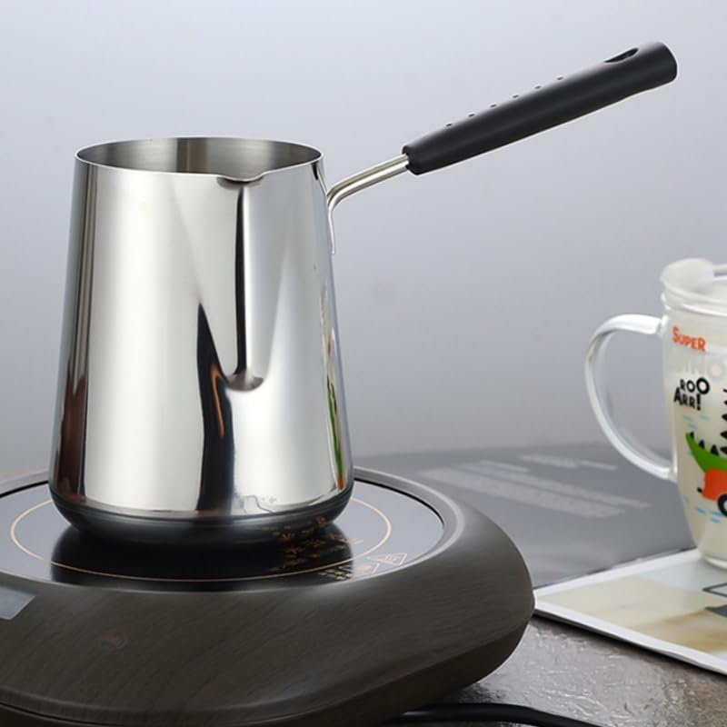 Milk Butter Warmer Pot, 30oz/900ml Turkish Coffee Pot, Stovetop Chocolate Melting Pan, Cezve Ibrik Briki Greek Arabic Coffee Maker for Maple Syrup, Sauce Heating, 18/8 Stainless Steel - size: 900 ml