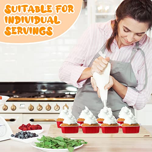 Aoriher 300 Pieces 10 oz Mini Cake Pans with Lids,Red - color: Red