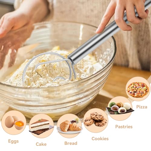 Danish Dough Whisk Stainless Steel Hook Dutch Baking Tool Bread Sourdough Mixer for Pizza Pastry Cake Batter Making - color: Stainless Steel-1K