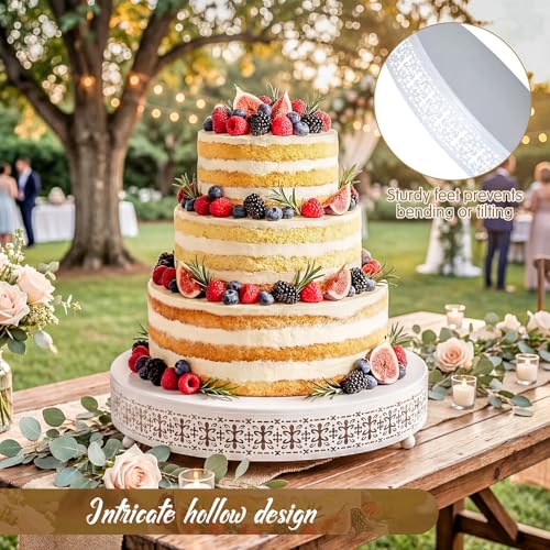 Wenqik White Metal Cake Stand 14 Inch with Cutting & Spatula - color: White, size: 14 Inch