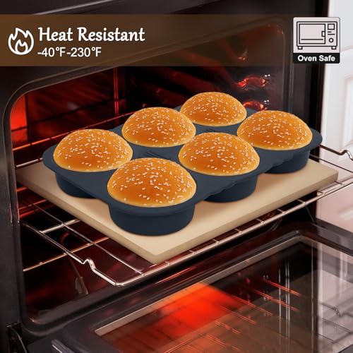 Hamburger Bun Pan,Silicone Hamburger Bun Mold - color: 6 Cavity