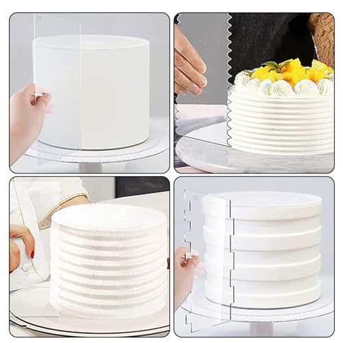 6 Pcs Acrylic Cake Scraper, 9.4 In Clear Cake Smoother Professional A Set DIY Cake Icing Frosting Buttercream Cream Decorating Comb for Pastry Cutter, Easy Cake Decor