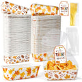 50 Sets Fall Disposable Mini Loaf Pans with Bags Ties Greeting Cards