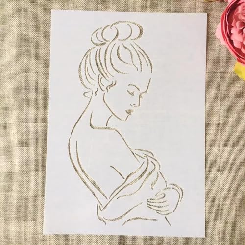 TIAMECH A4 Reusable Woman Profile View Stencil for Painting - style: Woman Profile View
