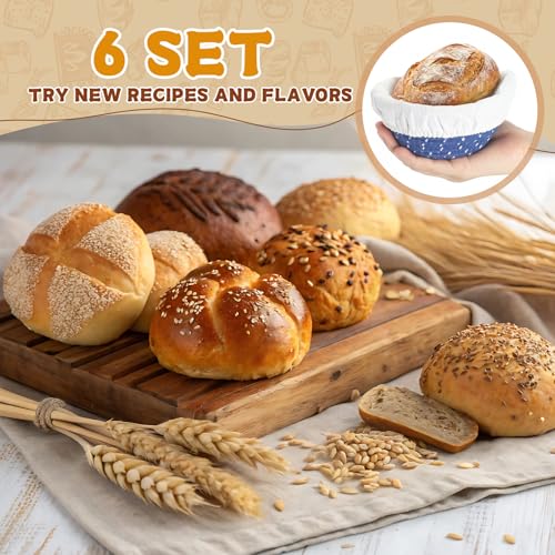 6 Set Mini Banneton Basket for Sourdough Bread Proofing, Blue - color: Blue, size: 5.5 x 2.36 Inches