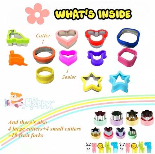 Uncrustable Sandwich Cutter, Crustless Sandwich Cutter and Sealer Set - color: 6Shapes